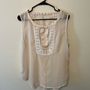 Sheer cream sleeveless top